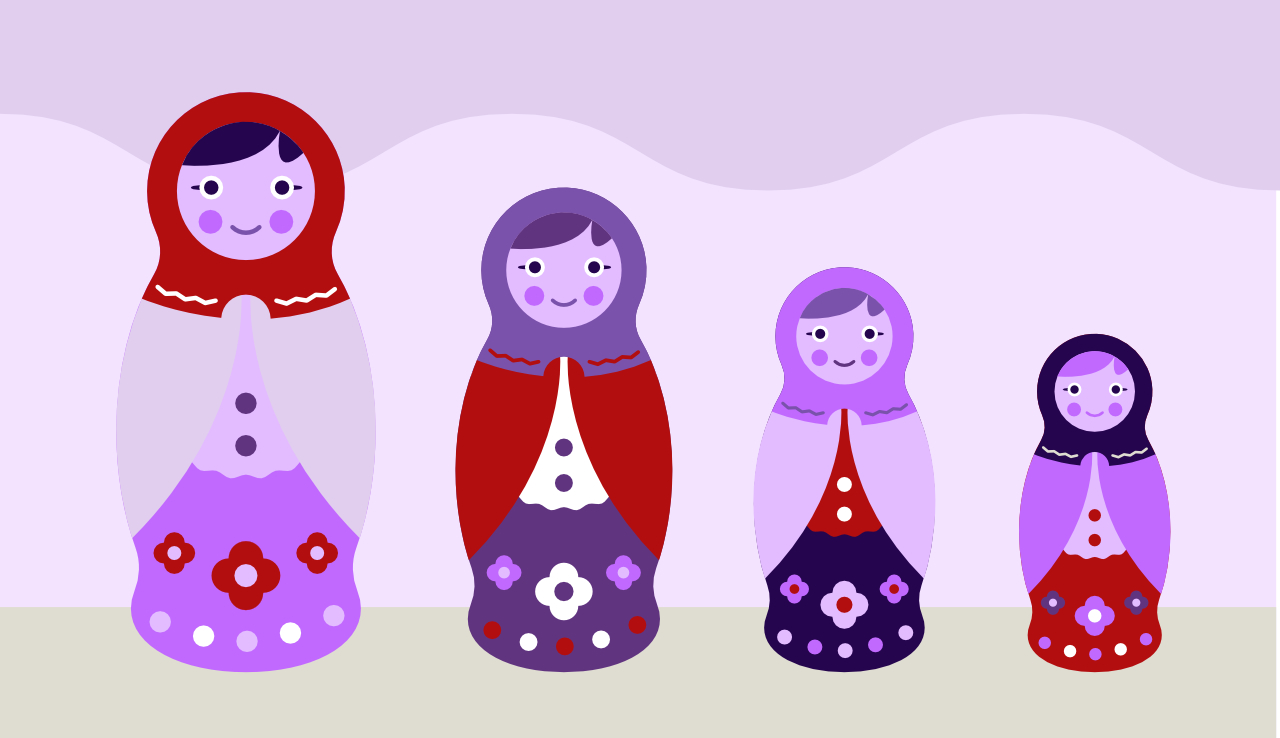 a full family of babushka dolls
